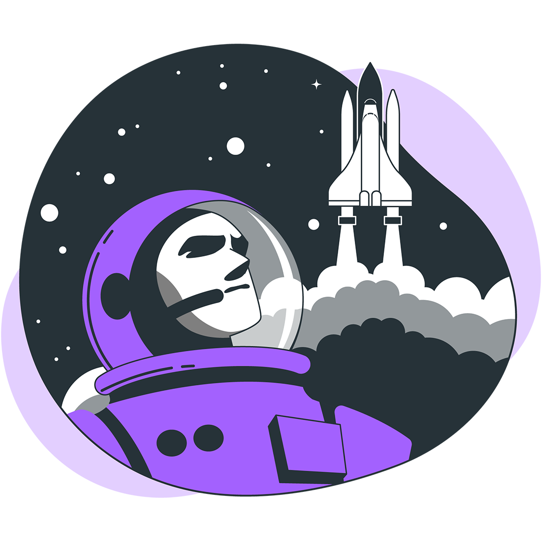 Illustration d'astronaute avec navette spatiale